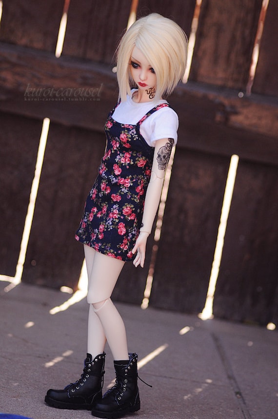 90's Floral Dress with White Tshirt bjd 1/4 1/3 SD13 msd Boy Girl Hipster summer Fashion Iplehouse jid Slim msd Grunge mnf minifee floral