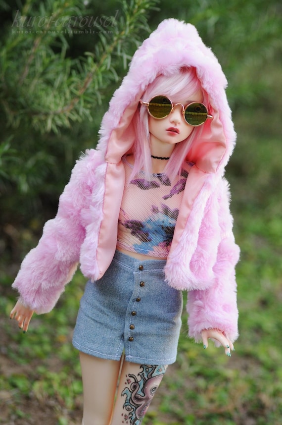 Pink Rose Minky Coat 90's vintage style - Fashion Trendy Hippie Hipster bjd 1/4 1/3 SD13 msd Boy Girl Iplehouse mnf jacket abjd cute girly