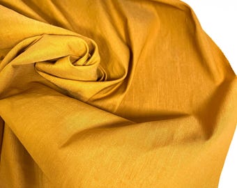 Goldenrod Linen Cotton Stretch Slub | Bottom Weight | Medium Weight Fabric for Pants & Jackets | Deadstock | 44" Wide | Sold By Half Yard