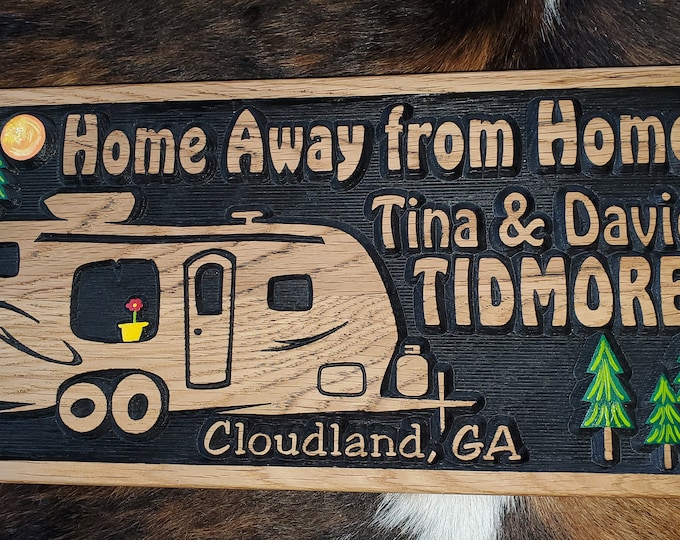 Personalized Camper Sign - Life is a Highway - Bumper Pull Camper -Tiny House - Carved Wood Customized Hand painted - Home Away from Home