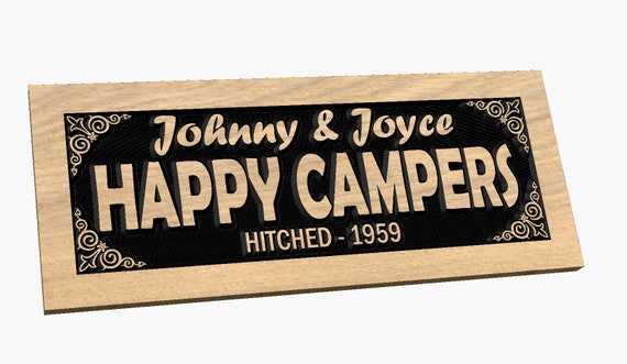 Personalized Fancy Corner Camper Sign Carved Wood Hand painted Customized