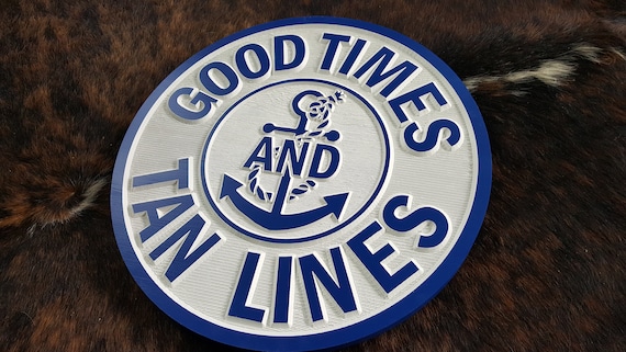 Get your Tan Lines Here... A Colorful, Nautical and Fun Lake, Beach, or Island House Sign