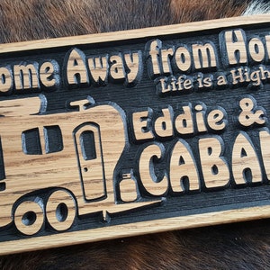 Personalized Camper Sign Life is a Highway Bumper Pull Camper Tiny House Carved Wood Customized Hand painted This is how we Roll RV image 5