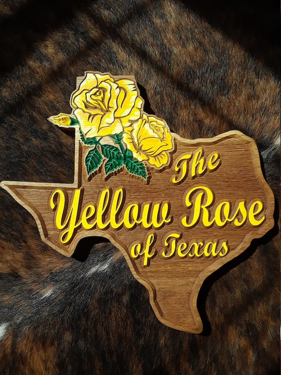 The Yellow Rose of Texas - Hand Painted with Care Carved Wood Original Design Made in USA Country Farmhouse or Home