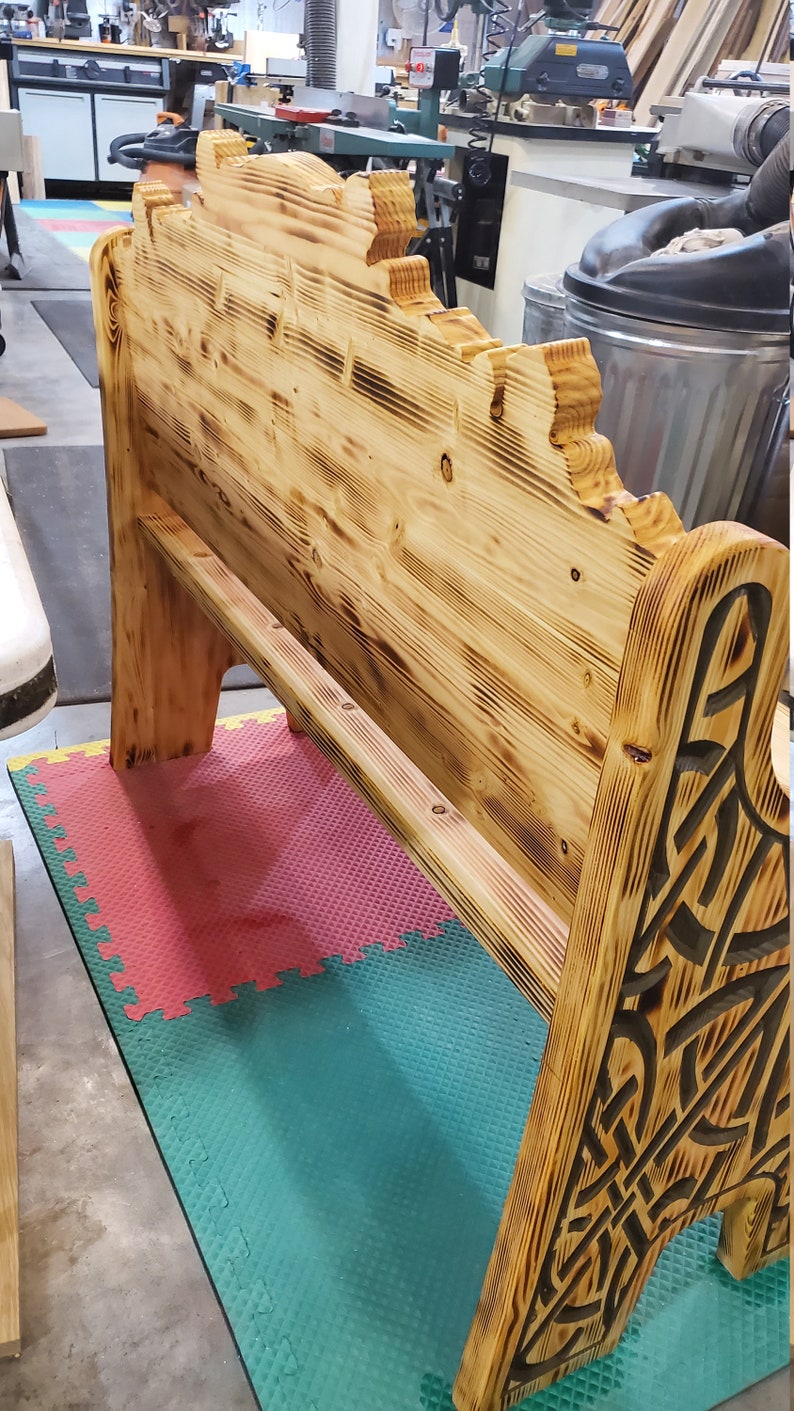 Red Bird / Sunflower Garden or Porch Bench Carved Pine Wood Etsy