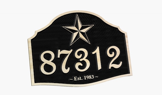 Personalized Texas Star Address Marker Carved Wood Sign Home or Office Hand painted Number Sign