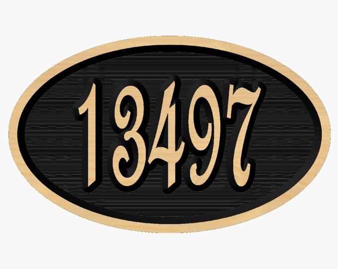 Personalized Oval Address Marker with Raised Numbers Cut to Order