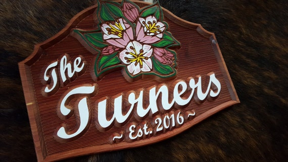 Mountain Laurels on Aromatic Cedar - Great for House Numbers or Displaying your Name