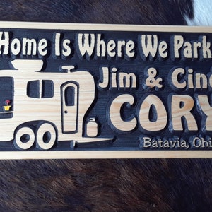 Personalized Camper Sign Life is a Highway Bumper Pull Camper Tiny House Carved Wood Customized Hand painted This is how we Roll RV image 4