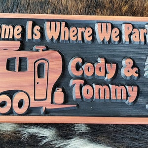 Personalized Camper Sign Life is a Highway Bumper Pull Camper Tiny House Carved Wood Customized Hand painted This is how we Roll RV image 3