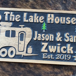 Personalized Camper Sign Life is a Highway Bumper Pull Camper Tiny House Carved Wood Customized Hand painted This is how we Roll RV image 1