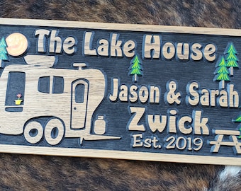 Personalized Camper Sign - Life is a Highway - Bumper Pull Camper -Tiny House - Carved Wood Customized Hand painted - This is how we Roll RV