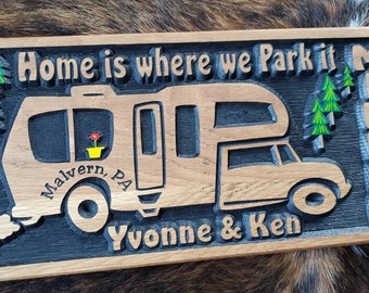 Personalized RV Class C Sign - Camping - Home is Where You Park It - Happy Glamping - Camper
