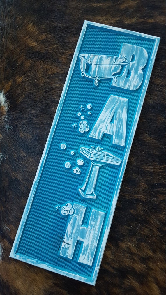 A Great Sign for your little space in your Bath that needs a Sign  / Bath Room - Powder Room Carved Wood Hand painted Home Decor