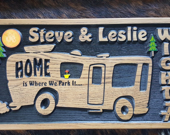 Personalized RV Class A Sign -  Camping - Home is Where You Park It - Happy Glamping - Camper