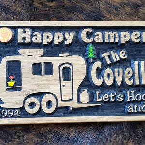 Personalized Camper Sign Life is a Highway Bumper Pull Camper Tiny House Carved Wood Customized Hand painted This is how we Roll RV image 9