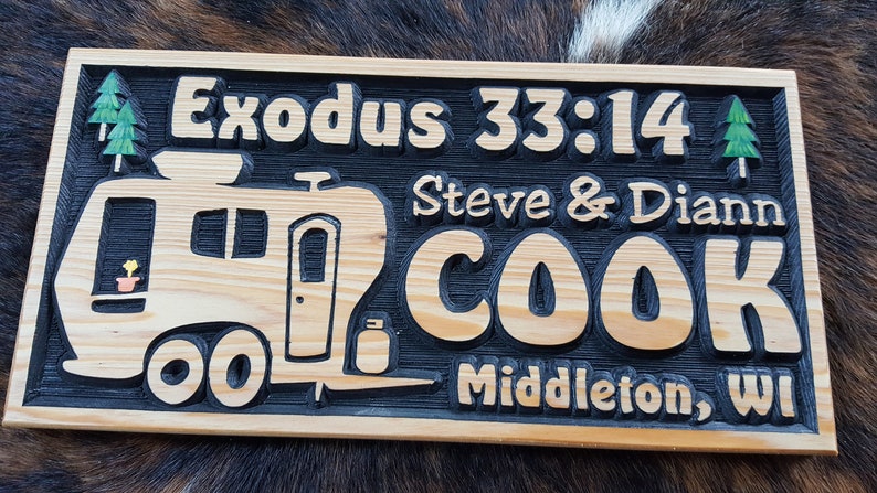 Personalized Camper Sign Life is a Highway Bumper Pull Camper Tiny House Carved Wood Customized Hand painted This is how we Roll RV image 6