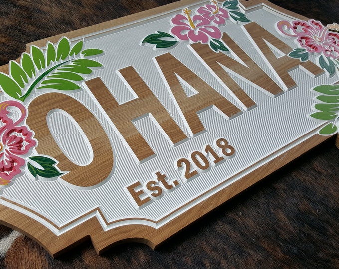 Custom Designed Beach House Sign - OHANA - Family