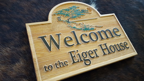 Personalized  Welcome / Address Sign featuring a beautiful Cypress Tree Scene. Carved Wood Sign Customized to your needs.