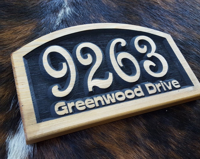 Personalized Arch Top Address Marker with Raised Numbers Cut to Order