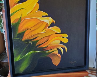 Sunflower - A realistic original Oil painting on canvas of a Sunflower