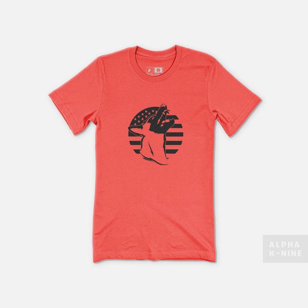 Camiseta unisex de pastor belga malinois americano - AK9, Alpha K9, Alpha K-Nine, camiseta para perros para mujeres, camiseta para perros para hombres, patriótica, camisetas estadounidenses