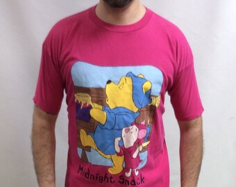 Vintage 90s Winnie the Pooh T-shirt: Pink Cartoon Sleep Shirt