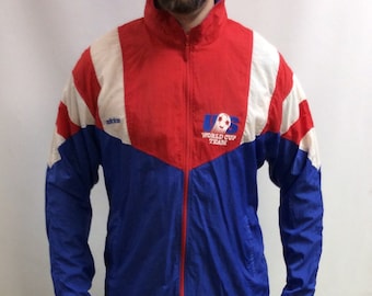 Vintage 90 s 1994 Original Team USA World Cup Red White Blue Classic Windbreaker Nylon Adidas Soccer Jacket size L Etsy