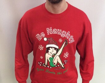 Vintage Betty Boop Christmas Sweatshirt: 2000s Cartoon Holiday (Size XL)