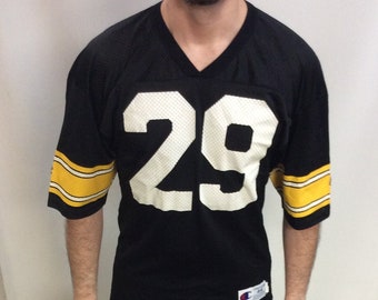 Vintage 90's Pittsburgh Steelers #29 Barry Foster Black & Yellow Football Champion Jersey (Made in USA) (Size 44)