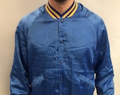 Vintage 80 39 s Popeye The Sailor Man Spinach Blue Nylon Bomber Jacket (Made in USA) (Size L)