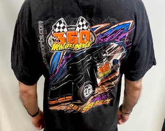 Vintage 90's 360 Motorsport Driver NASCAR style Car Racing Black CottonT-shirt (Size XL)