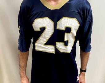 Vintage 90s Notre Dame Fighting Irish Jersey: Champion Navy Blue Football Jersey (Size XL+)