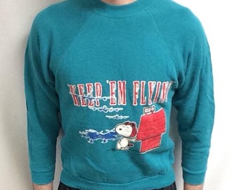 Vintage 1958 Snoopy & Friends Teal Sweatshirt - Artex Brand (Made in USA)