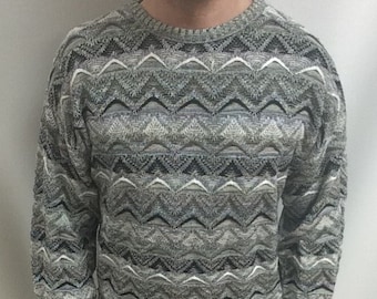 Pull en acrylique inspiré de Coogi vintage des années 90 (taille L)