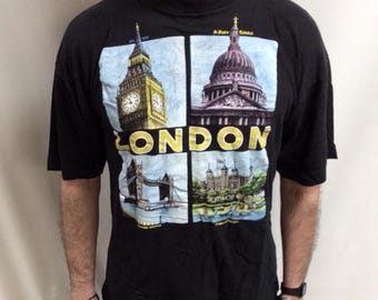 Vintage 90s London Landmarks T-shirt: Big Ben, St. Paul's (One Size)