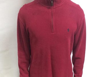 Vintage Ralph Lauren Quarter Zip Fleece Pullover - Burgundy Tall Neck (Size L)