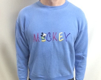 Felpa vintage anni '90 di Topolino, cartone animato Disney azzurro (taglia grande)