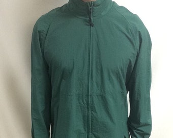 Vintage 90's Woolrich Forest Green Windbreaker Nylon Hoodie Zip up Jacket (Size Unisex Large)