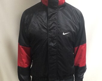 Vintage 90s Nike Golf Windbreaker: Black & Red Nylon Jacket (Size Medium)