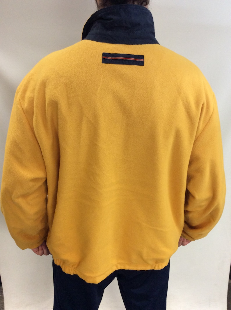 Vintage 90/'s Tommy Hilfiger Navy Blue /& Yellow Reversible Fleece and Nylon Sailing Gear Jacket Size XXL