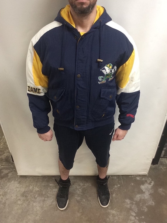 Vintage 90s Original Nutmeg University of Notre Dame Fightin Irish College Football Classic Puffer Windbreaker Nylon Hoodie Jacket size M Etsy Ireland