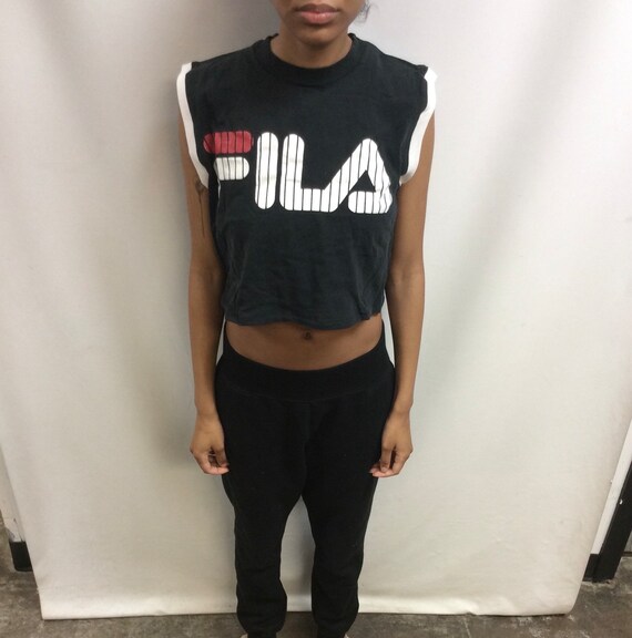 Black fila crop top deals