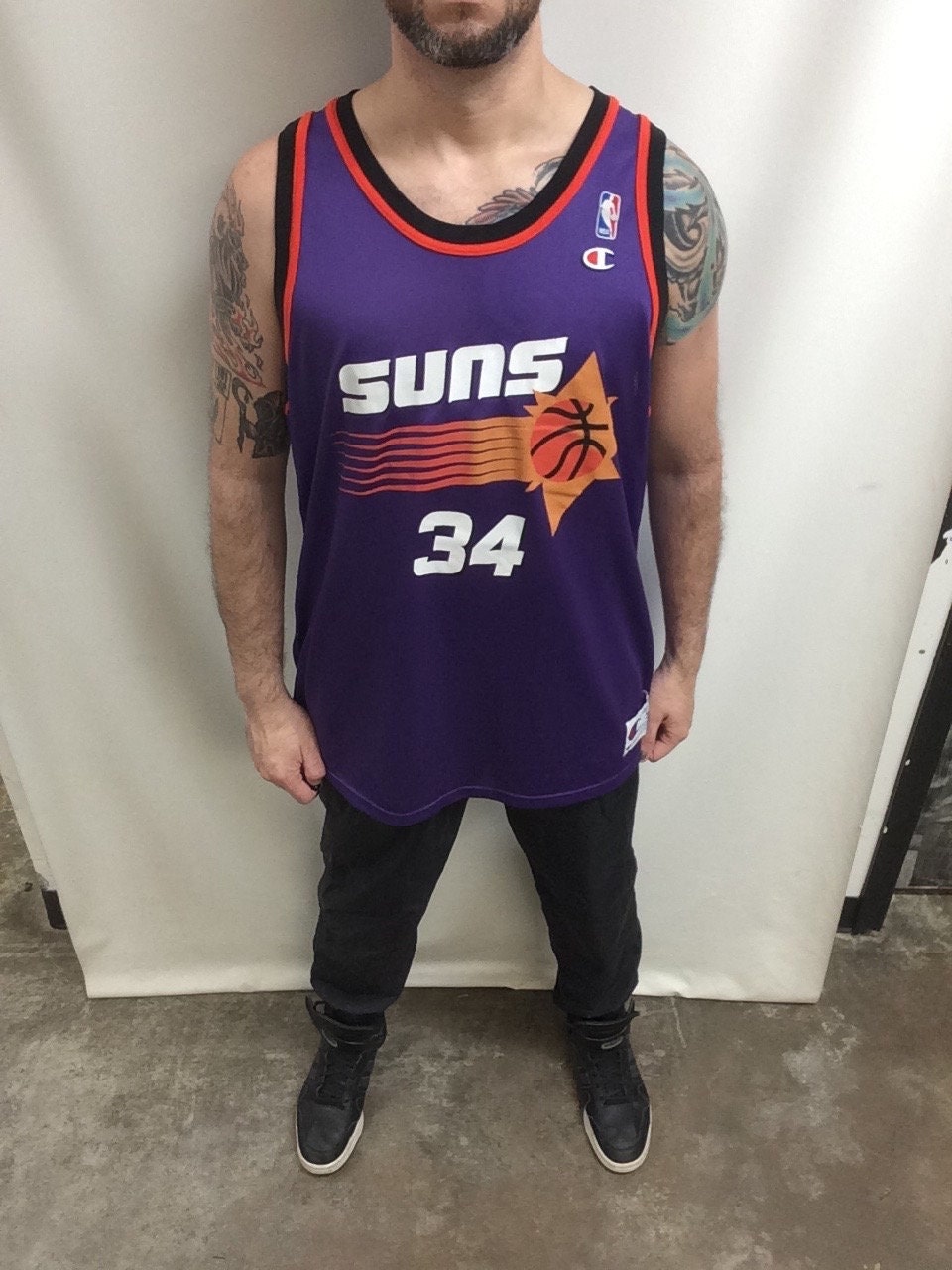 PHOENIX SUNS Jersey CHAMPION VINTAGE LARGE 44 Charles Barkley NBA BASKETBALL