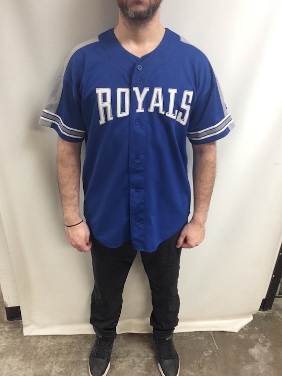 Kansas City Royals Retro Button Up Jersey Stitched Men Size XL MLB