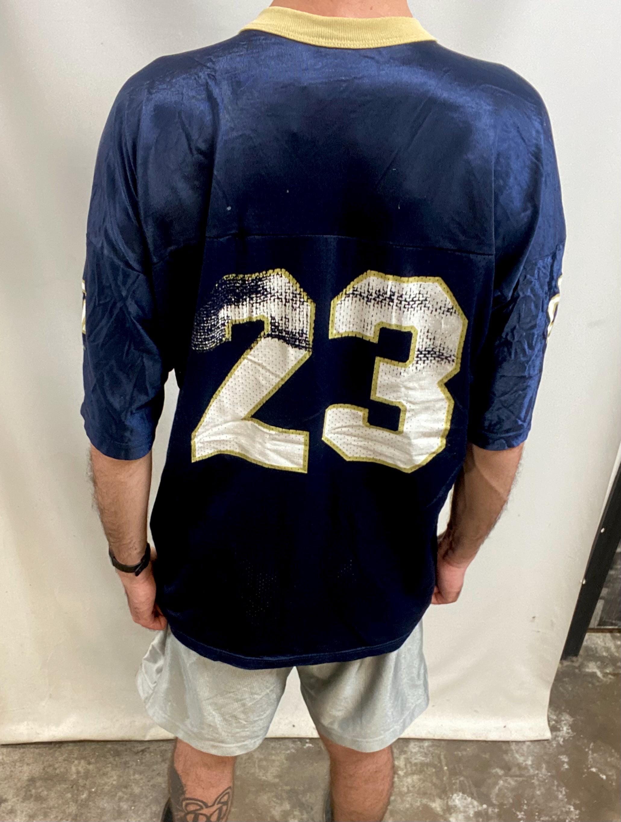 80s チャンピオン NOTRE DAME フットボールTee ネイビー M Vintage 90s Notre Dame Fighting Irish Jersey: Champion Navy Blue