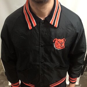 Vintage 90's Original University of Georgia Bulldogs Black College Football Classic Windbreaker Nylon Bomber Jacket Made in USA Size L image 6