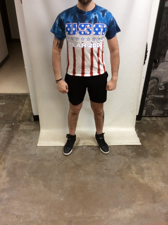 Vintage 2000 Tie Dye T-shirt: USA American Flag Y2K (size Medium