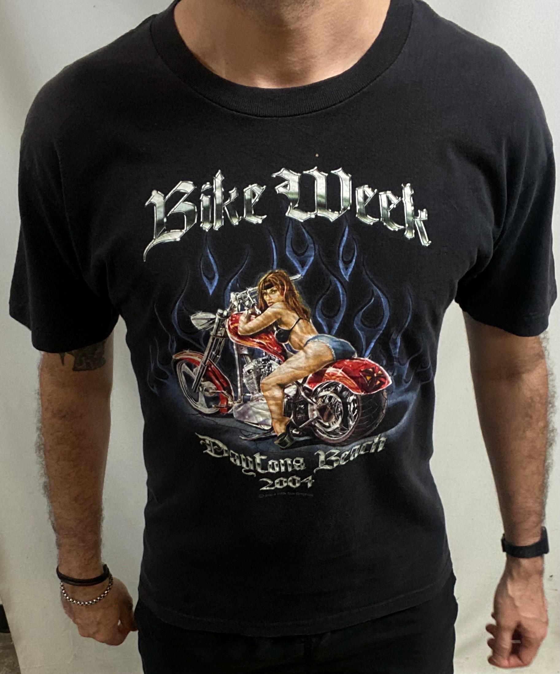 Vintage 2004 Daytona Bike Week T-shirt: Woman Biker Graphic (size
