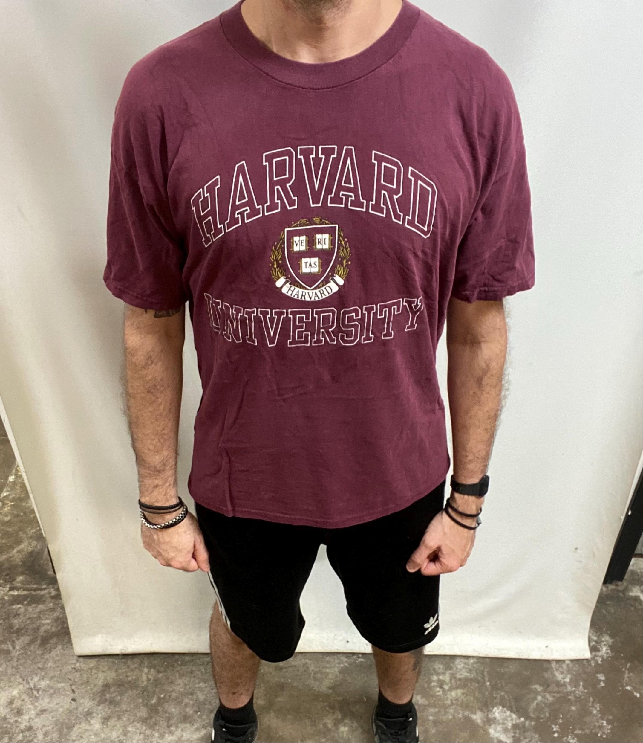 90年代ヴィンテージ ハーバード大学Tシャツ：クラシックなマルーン 